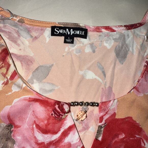 Sara Michelle Pink Floral Blouse - Women's Size Large - Picture 3 of 8
